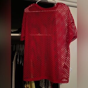 SHEIN Vibrant Red Mesh Top